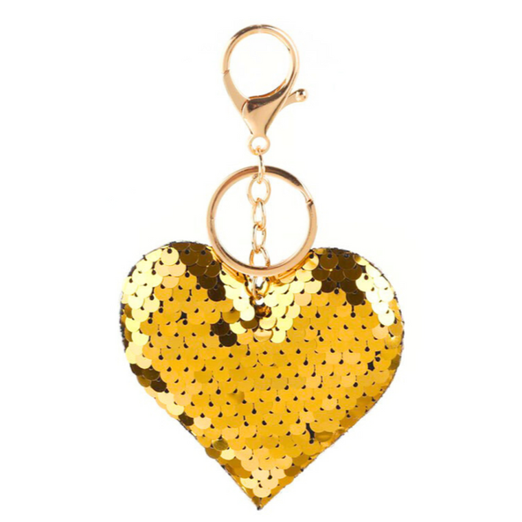 Lean Toys, serce z cekinami, brelok, złote