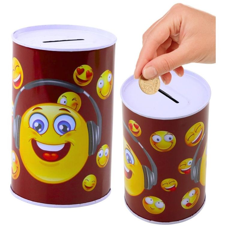 Lean Toys, skarbonka metalowa, emotki, 13-8 cm, 1 szt.