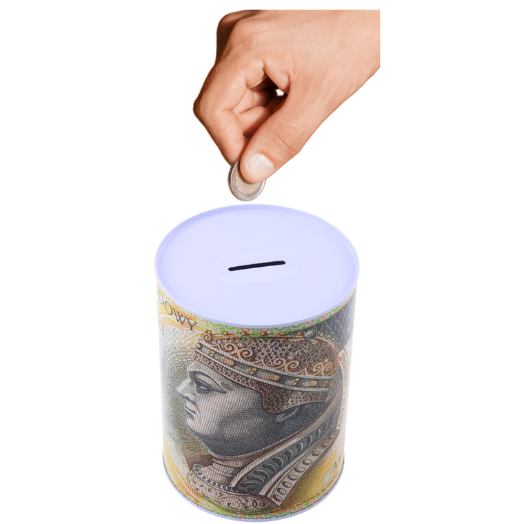 Lean Toys, skarbonka metalowa, puszka banknot, 200 złotych, 16-12 cm