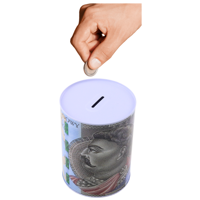 Lean Toys, skarbonka metalowa, puszka banknot, 500 złotych, 16-12 cm