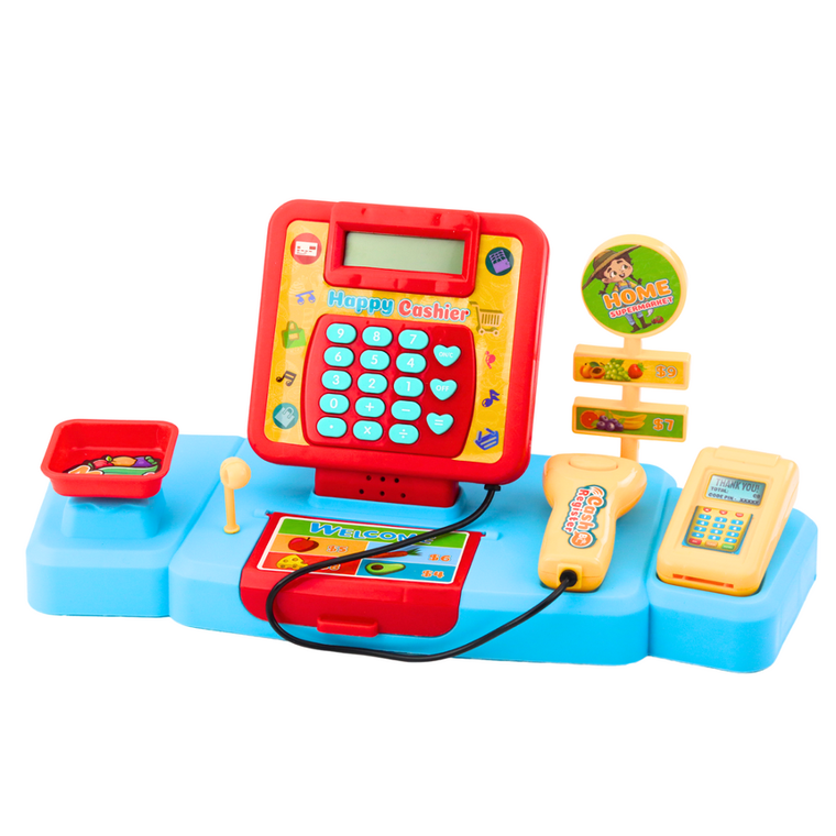 Lean Toys, sklep, interaktywny zestaw z kasą, koszykiem i zawartością