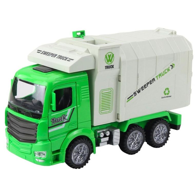 Lean Toys, śmieciarka miejska, pojazd interaktywny, zielona