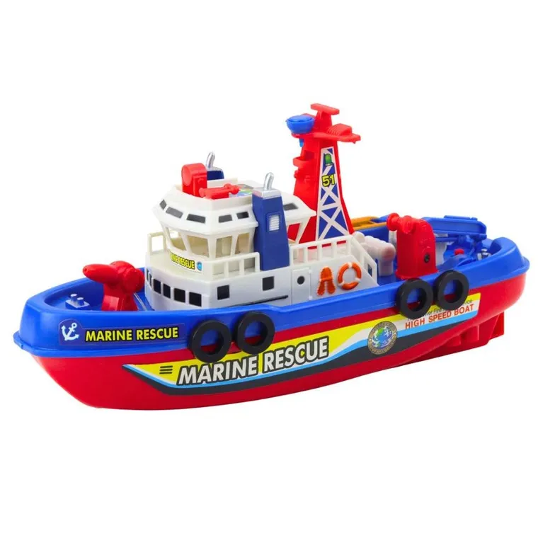 Lean Toys, Statek Strażacki, interaktywna łódź z holownikiem,