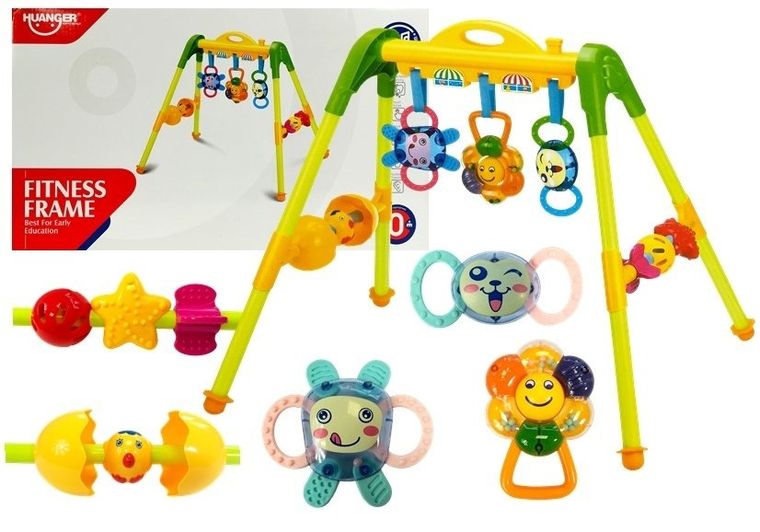 Lean Toys, stojak z grzechotkami, żółty
