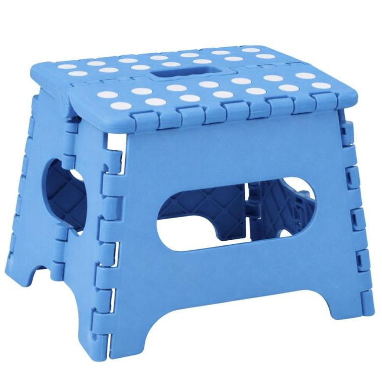 Lean Toys, stołek, składany podnóżek antypoślizgowy, niebieski, 24-19 cm