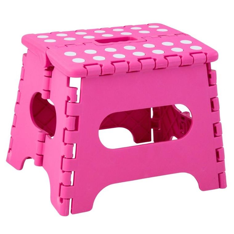 Lean Toys, stołek, składany podnóżek antypoślizgowy, różowy, 24-19 cm
