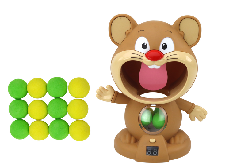 Lean Toys, strzelanie do chomika, pistolet z wyrzutnią kulek i figurką