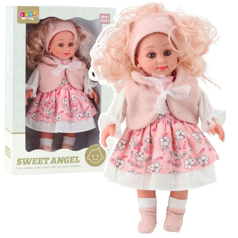 Lean Toys, Sweet Angel, lalka bobas w różowej sukience, 36 cm