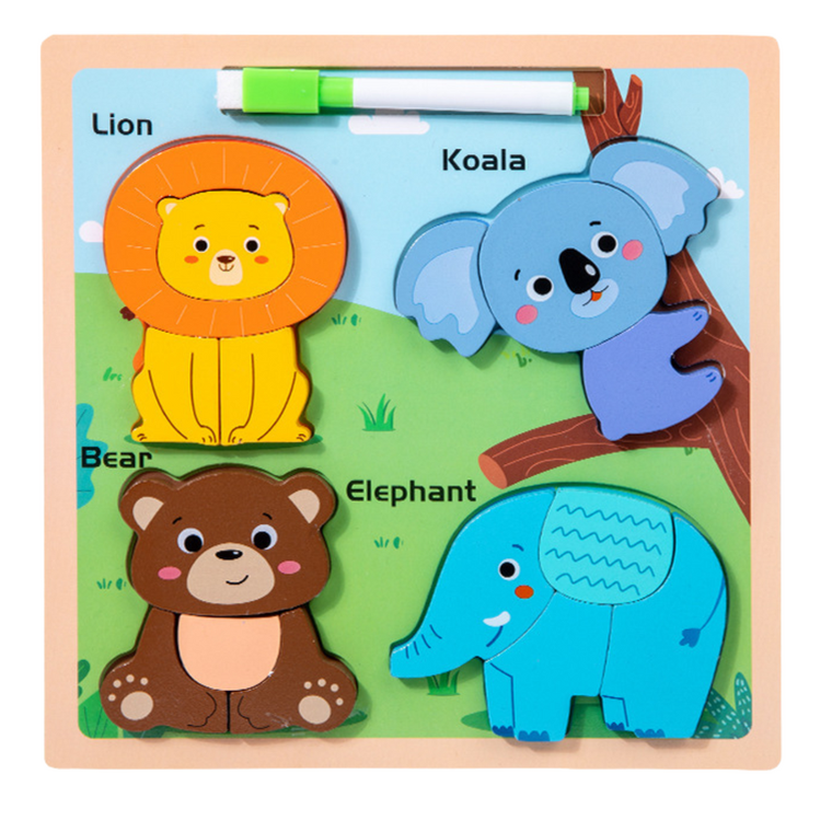 Lean Toys, tablica edukacyjna 2w1, sorter, drewniana, dzikie zwierzęta