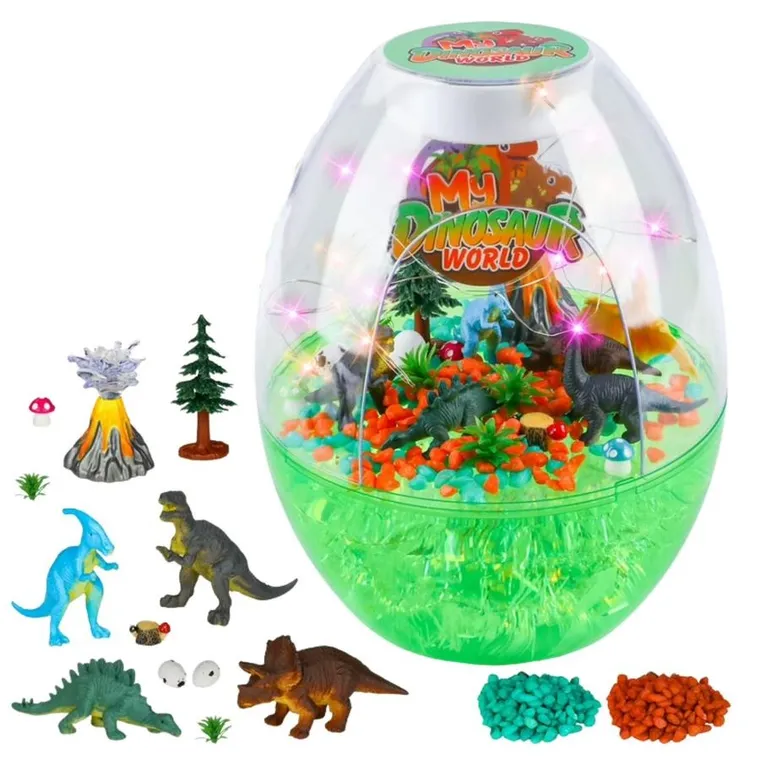 Lean Toys, Terrarium z Dinozaurami, lampka nocna sterowanie głosem, zestaw kreatywny