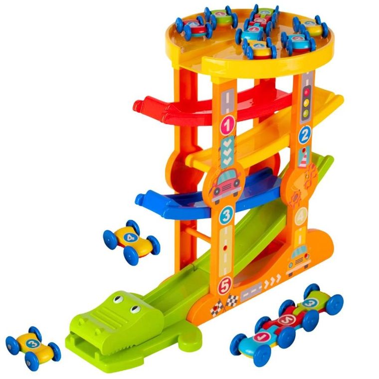 Lean Toys, tor zjeżdżalnia dla autek, 5 poziomów, krokodyl