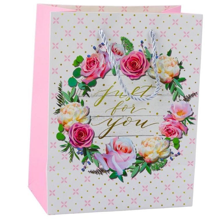 Lean Toys, torba prezentowa, kwiaty, best wishes, 23-18-10,5 cm, 1 szt.