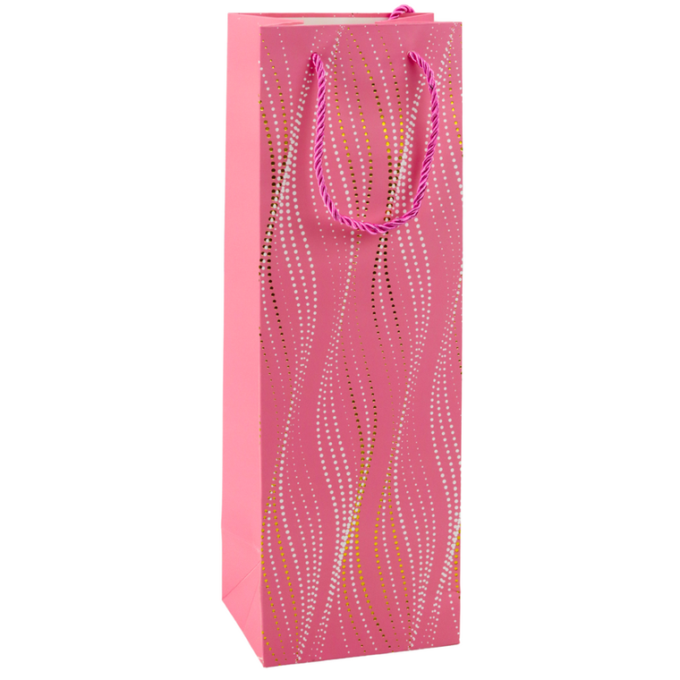 Lean Toys, torba prezentowa na butelkę połyskujące fale, 35-12-9 cm, 1 szt.