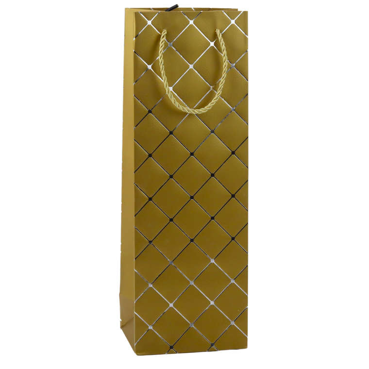 Lean Toys, torba prezentowa na wino butelkę papierowa srebrne elementy, 35-12-9 cm, 1 szt.