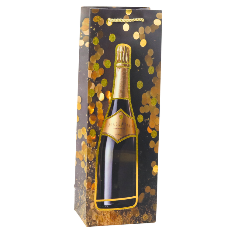 Lean Toys, torba prezentowa na wino butelkę papierowa szampan, 35-12-9 cm, 1 szt.