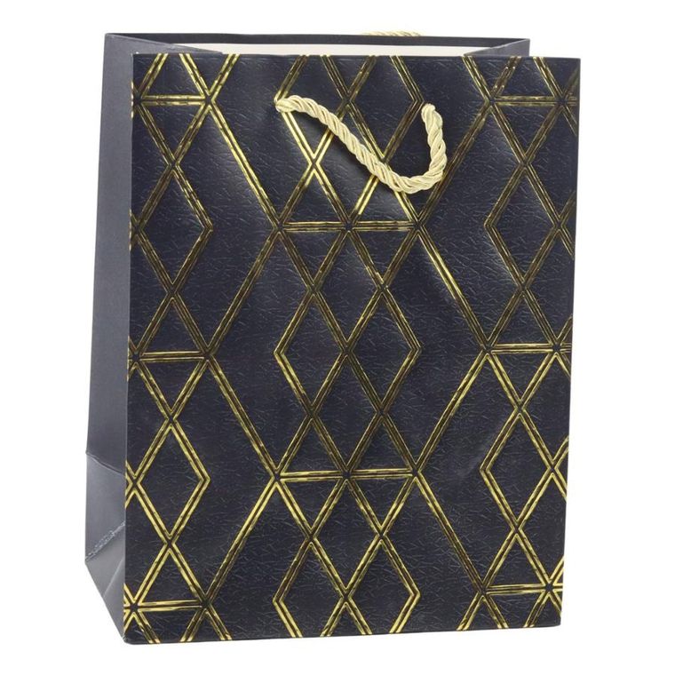 Lean Toys, torba prezentowa papierowa elegancka złote wzory, 23-18-10,5 cm, 1 szt.