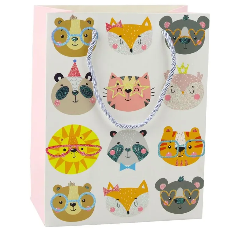 Lean Toys, torba prezentowa papierowa kotki brokatowa, 23-18-10,5 cm, 1 szt.