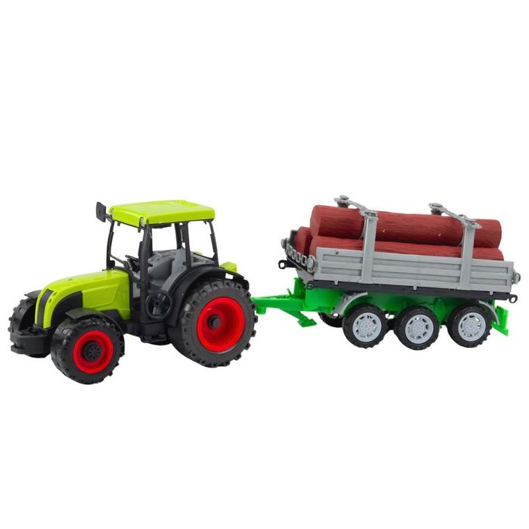 Lean Toys, traktor rolniczy z przyczepą do drewna