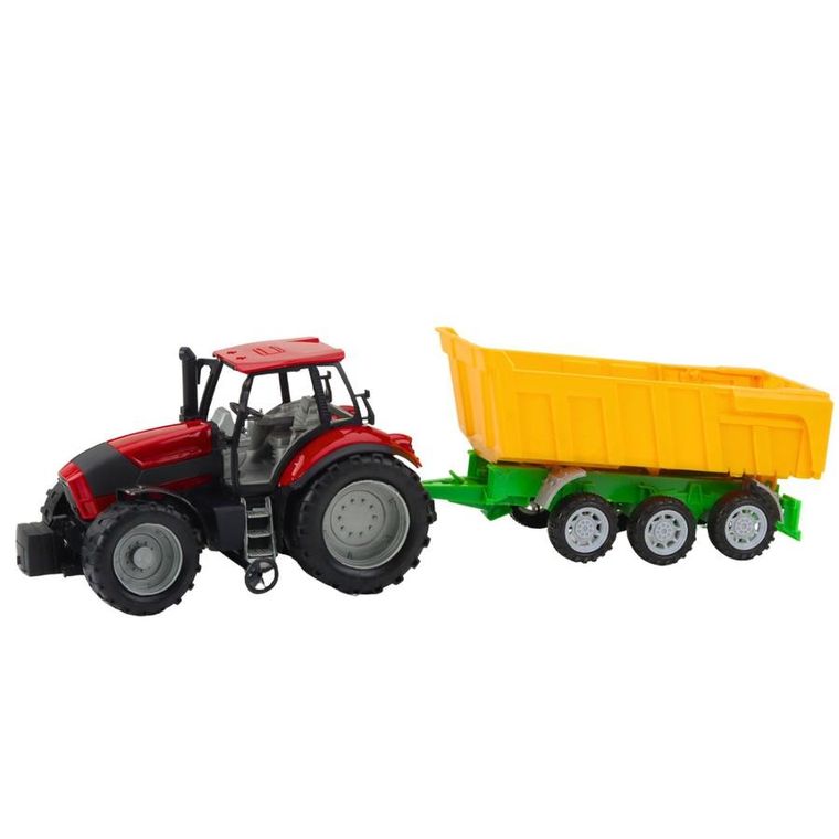 Lean Toys, traktor rolniczy z przyczepą, żółty