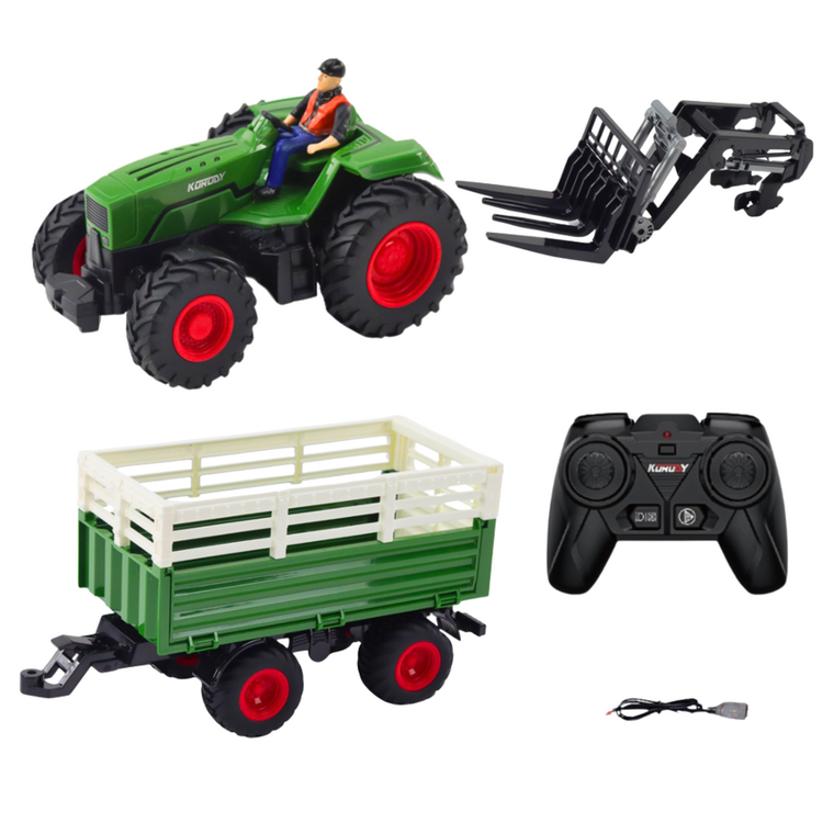 Lean Toys, traktor z przyczepą, pojazd zdalnie sterowany