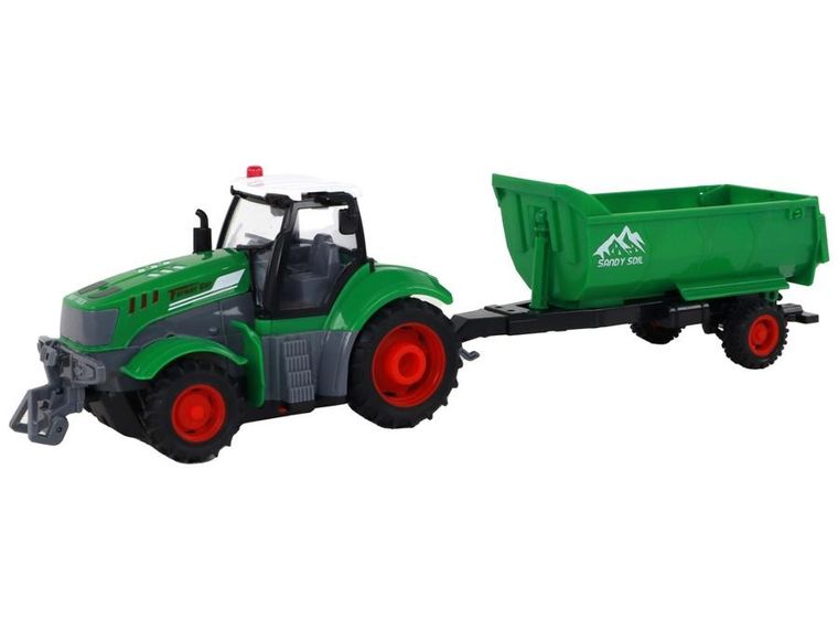 Lean Toys, traktor z przyczepą, zdalnie sterowany, zielony, 1:24
