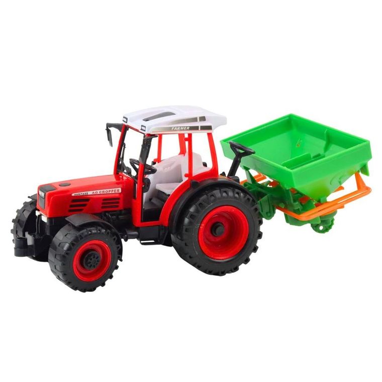Lean Toys, traktor z siewnikiem, pojazd rolniczy, czerwony, 34 cm