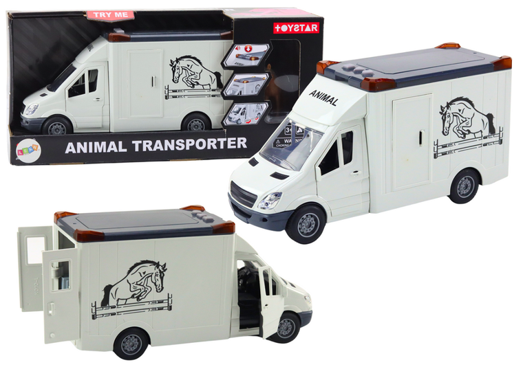 Lean Toys, Transporter koni, pojazd interaktywny, biały