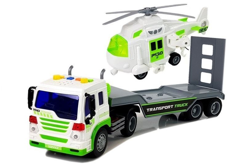 Lean Toys, transporter na baterie, 1:16, z helikopterem