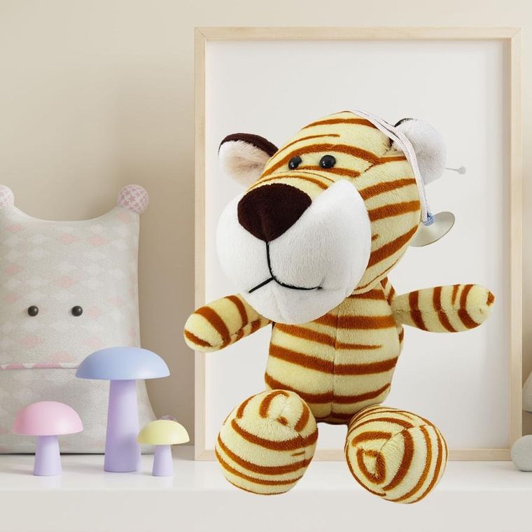 Lean Toys, tygrys z przyssawką, maskotka, kremowy, 23-12 cm