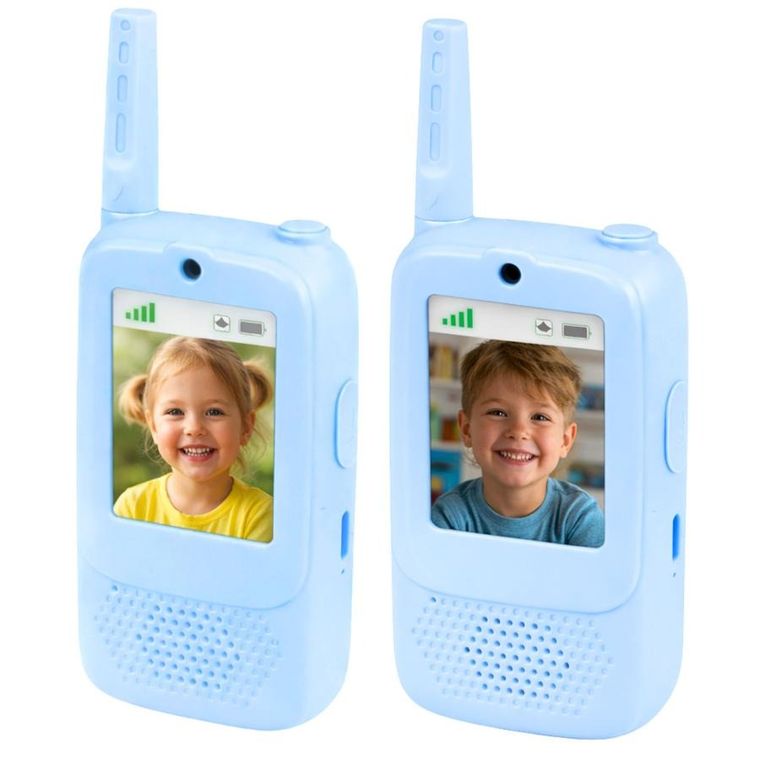 Lean Toys, walkie-talkie z wideo rozmową i aparatem, niebieskie