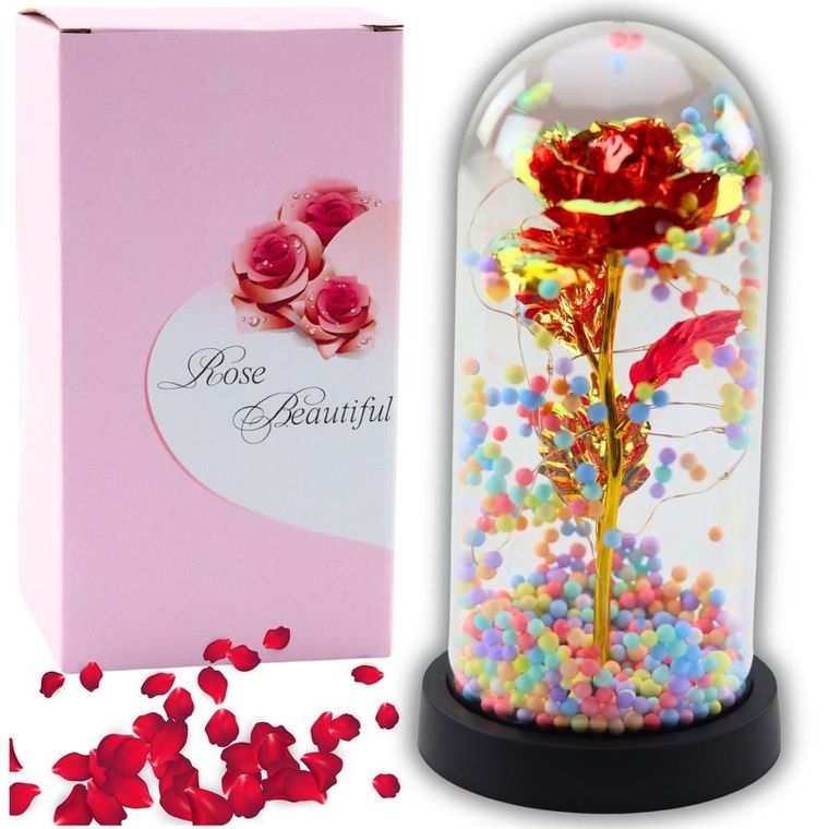 Lean Toys, wieczna róża w kopule, z oświetleniem LED