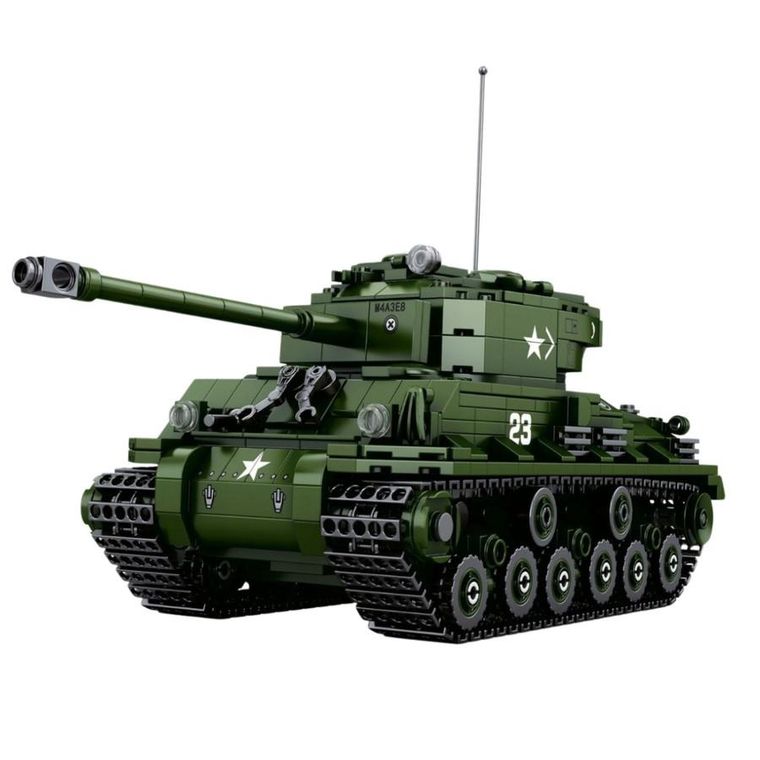 Lean Toys, World of Tanks, czołg wojskowy Sherman M4A3R8, klocki konstrukcyjne, 1:30, 839 elementów