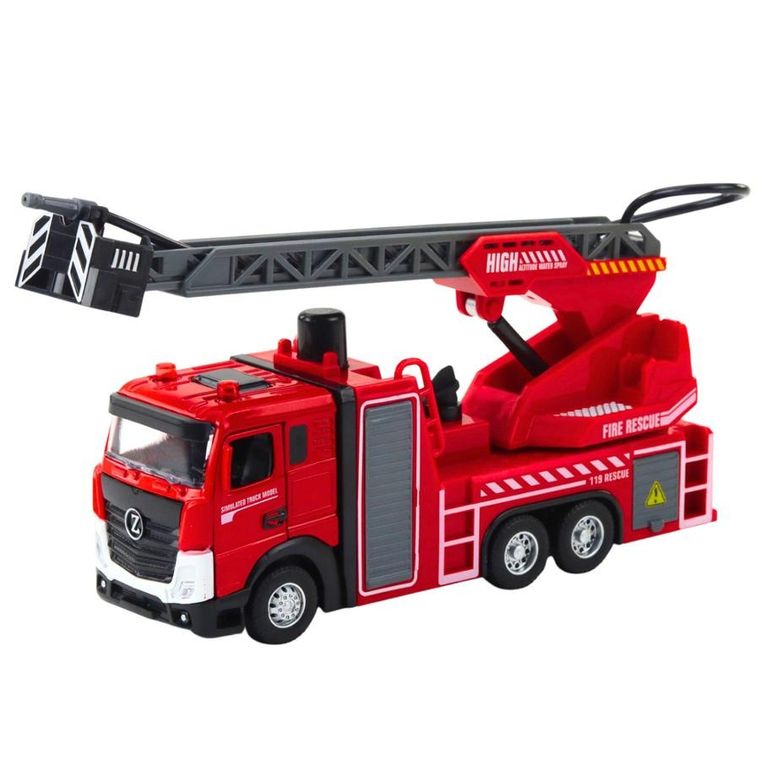 Lean Toys, wóz strażacki z wysięgnikiem, pojazd interaktywny