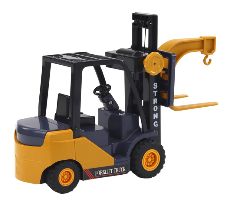 Lean Toys, wózek widłowy z hakiem, pojazd z napędem frykcyjnym, żółty