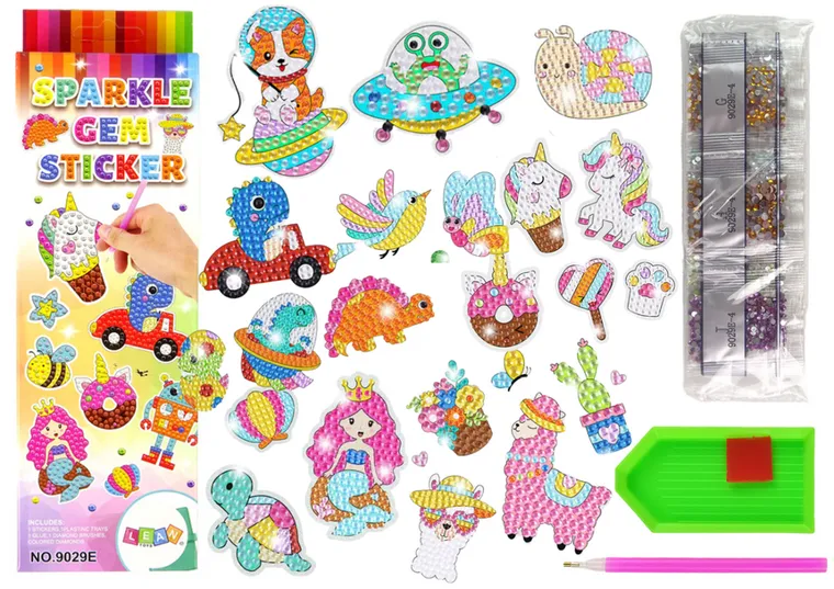 Lean Toys, zestaw diamencików do wyklejania naklejek, haft diamentowy