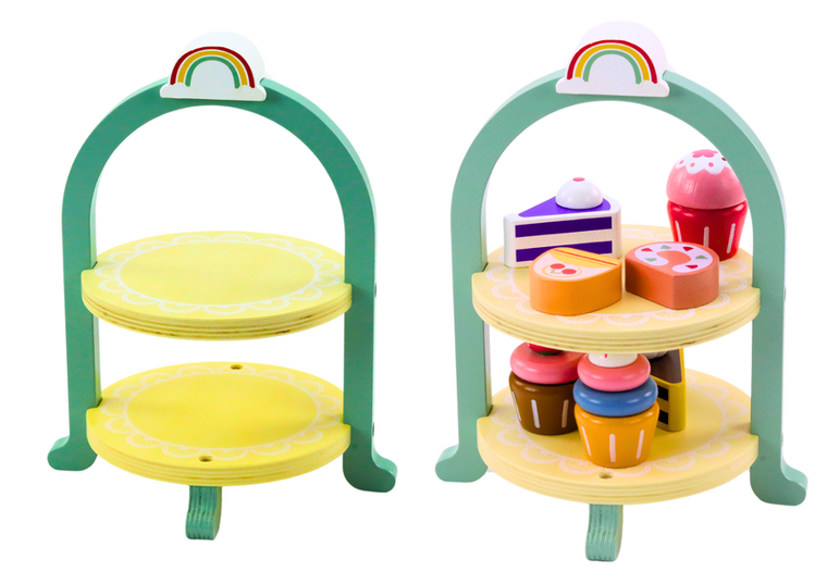 Lean Toys, zestaw drewnianych ciastek na stojaku