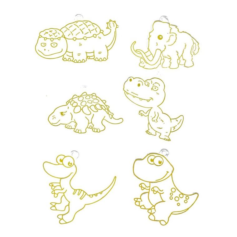 Lean Toys, zestaw kreatywny do tworzenia kolorowych witraży w formie breloków, dinozaury