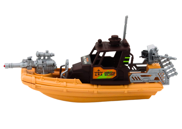 Lean Toys, zestaw militarny, łódź bojowa z helikopterem i figurkami