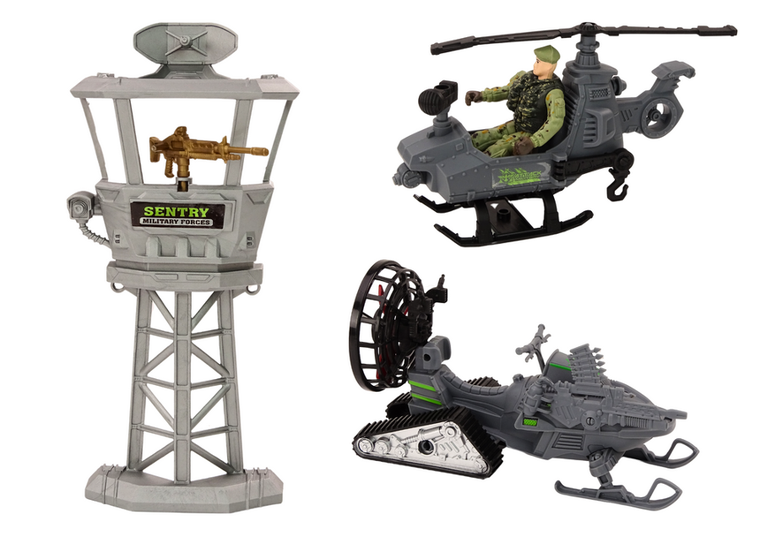 Lean Toys, zestaw militarny, wozy bojowe z helikopterem i figurkami
