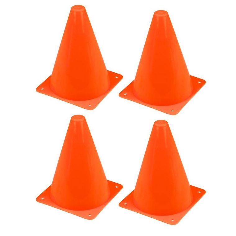 Lean Toys, zestaw pachołków treningowych z piłką, niebiesko-pomarańczowe, 8 szt.