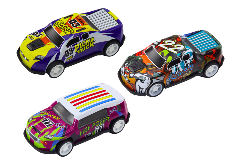 Lean Toys, zestaw resoraków z akcesoriami w walizce, 25 szt.