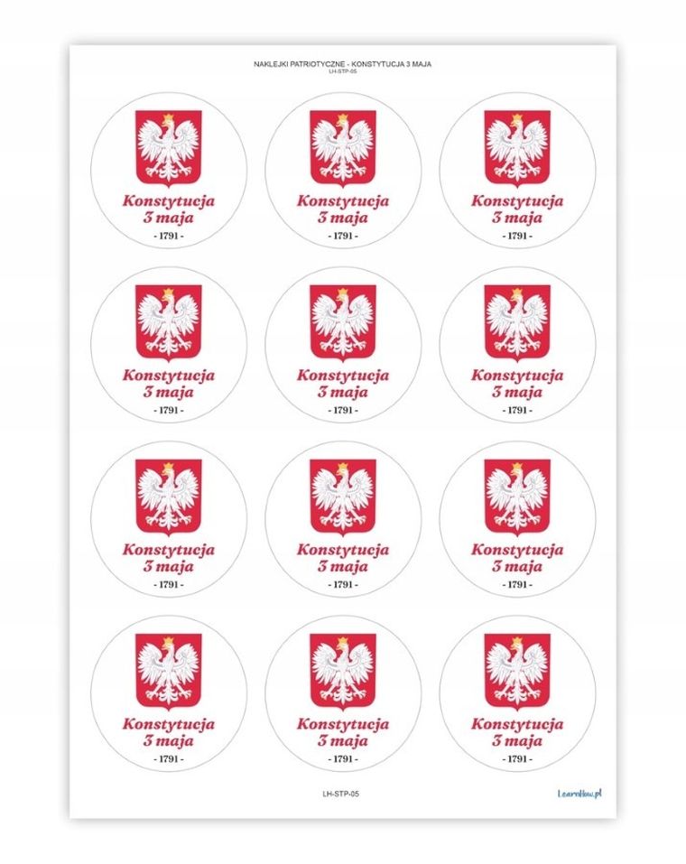 Learnhow, naklejki patriotyczne, święto konstytucji, 60 mm