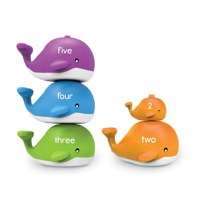 Learning Resources, Snap & Learn, Wieloryby, figurki do nauki liczenia i poznawania kolorów, zestaw edukacyjny, 10 szt.