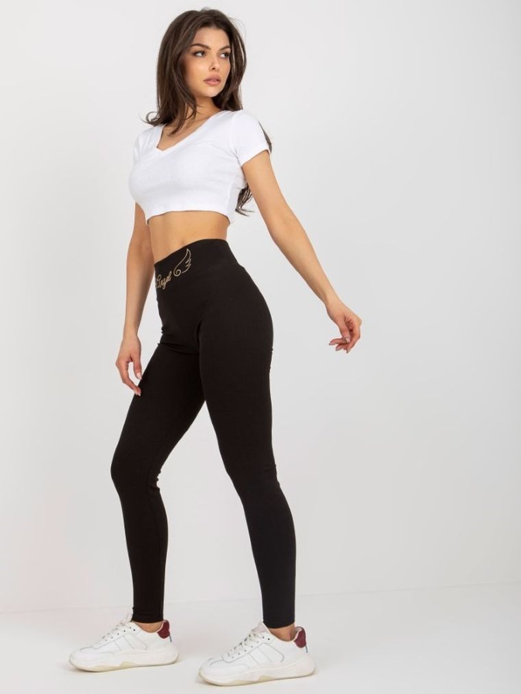 Legginsy damskie, czarne, Rue Paris