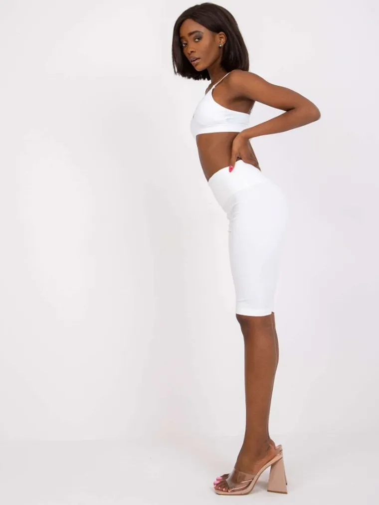 Legginsy damskie, kolarki, białe, Ex Moda