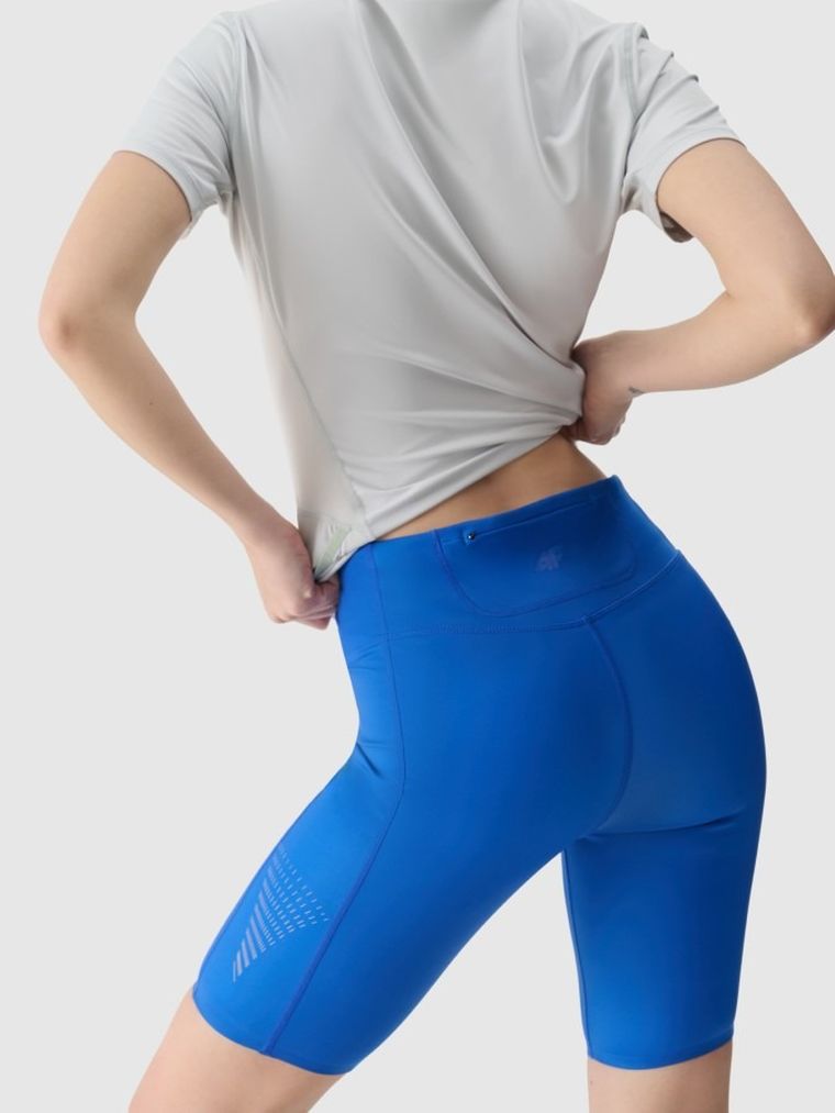 Legginsy damskie, kolarki, niebieskie, 4F