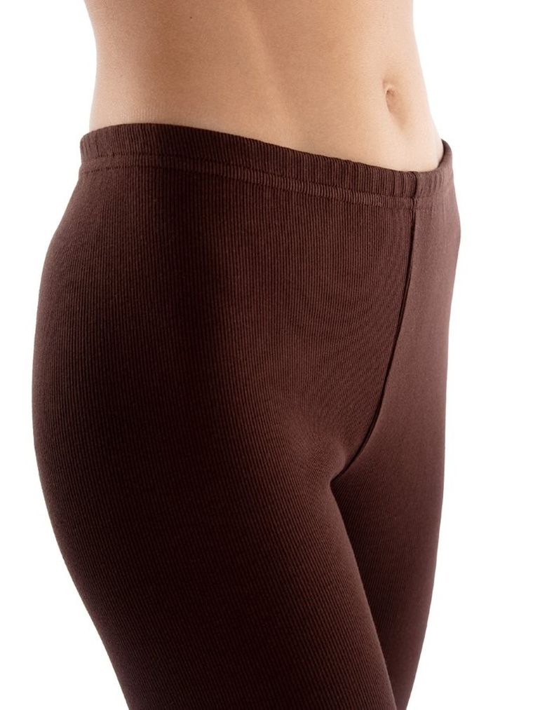 Legginsy damskie, prążkowane, brązowe, Golden Queen