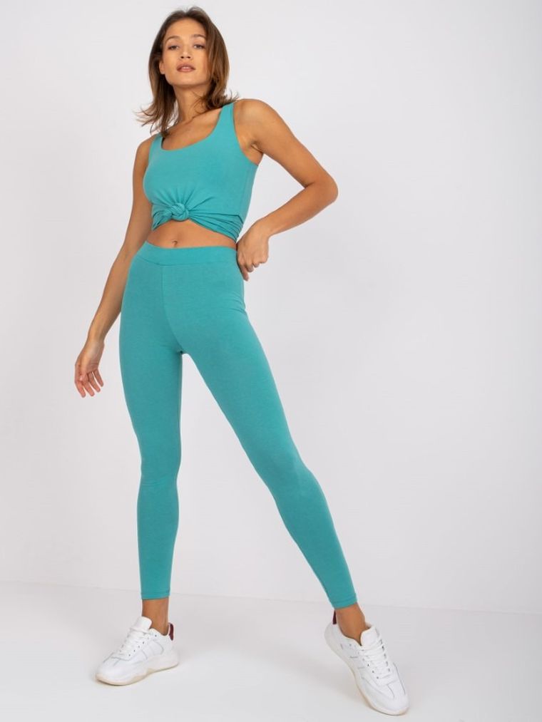 Legginsy damskie, turkusowe, Basic Feel Good