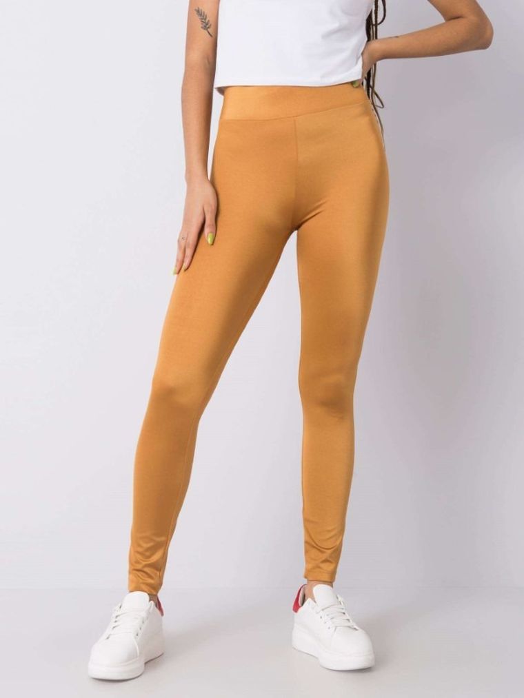 Legginsy damskie, złote, Rue Paris