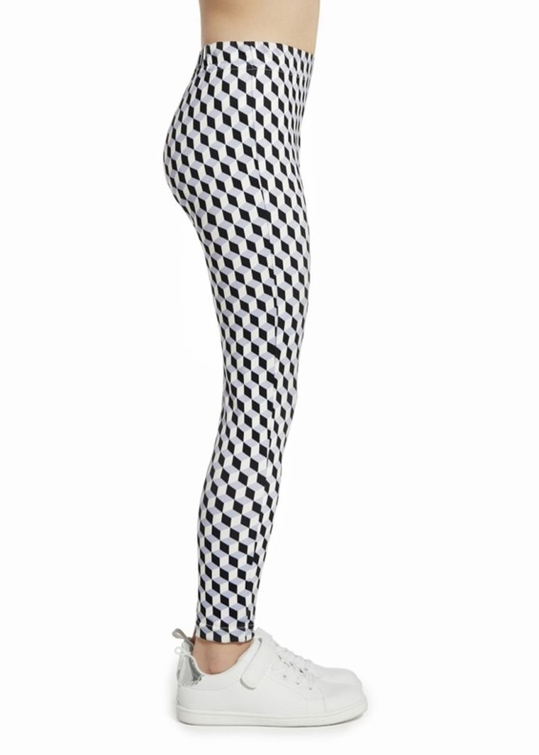 Legginsy dziewczęce, czarno-białe, Dora, Bas Bleu